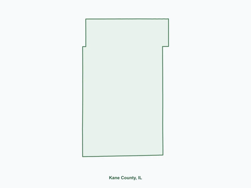 Map of Kane County, IL showing major cities