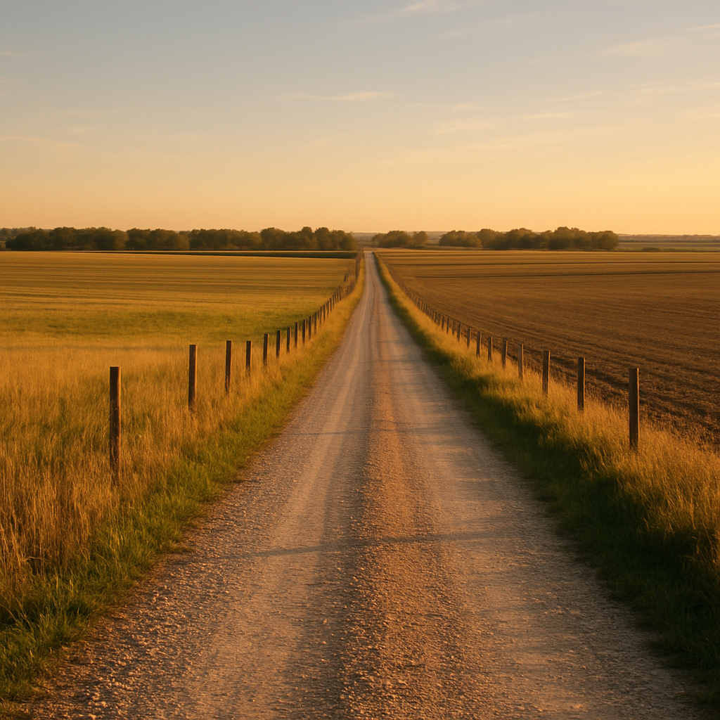 Rural acreage with open grassland and conifer forest in Aurora, Illinois