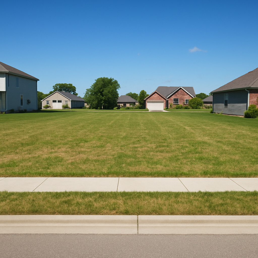 Cleared vacant residential lot for sale in Aurora, Illinois